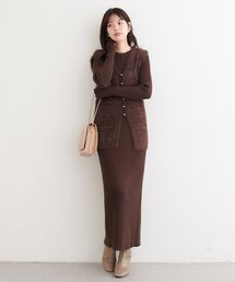 natural couture | 〈osono〉ラメフェザーニットベスト×リブワンピース(ワンピース)