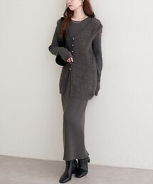 natural couture | 〈osono〉ラメフェザーニットベスト×リブワンピース(ワンピース)