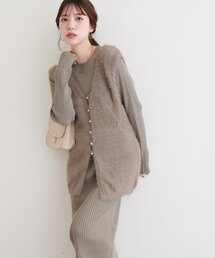 natural couture | 〈osono〉ラメフェザーニットベスト×リブワンピース(ワンピース)