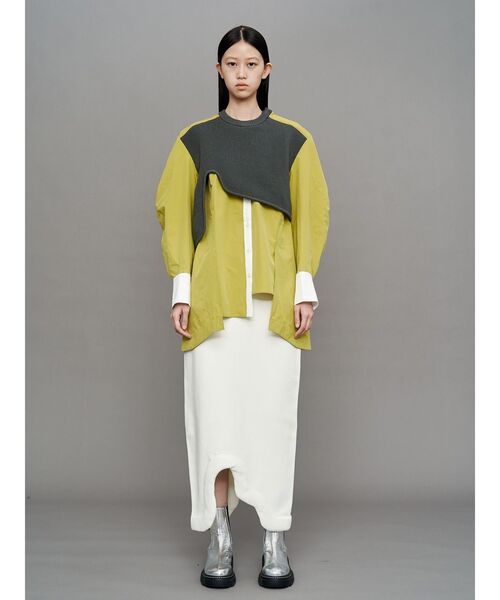 UN3D.（アンスリード）の「CURVE KNIT DOCKING SH / カーブニットドッキングシャツ（シャツ/ブラウス・レディース・ブラック/カーキ/イエロー・38/36）」の11枚目の写真