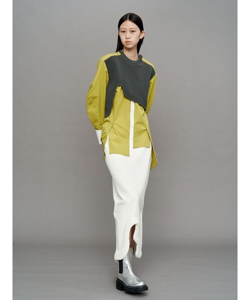 UN3D.（アンスリード）の「CURVE KNIT DOCKING SH / カーブニットドッキングシャツ（シャツ/ブラウス・レディース・ブラック/カーキ/イエロー・38/36）」の19枚目の写真