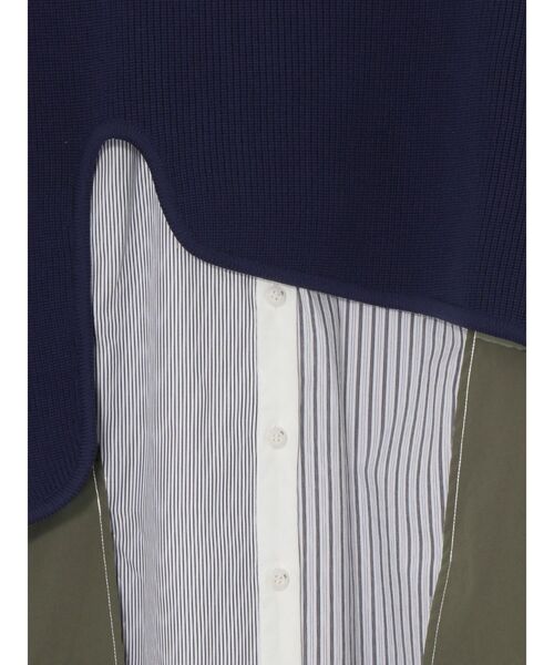 UN3D.（アンスリード）の「CURVE KNIT DOCKING SH / カーブニットドッキングシャツ（シャツ/ブラウス・レディース・ブラック/カーキ/イエロー・38/36）」の9枚目の写真