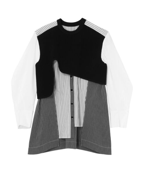 UN3D.（アンスリード）の「CURVE KNIT DOCKING SH / カーブニットドッキングシャツ（シャツ/ブラウス・レディース・ブラック/カーキ/イエロー・38/36）」の2枚目の写真