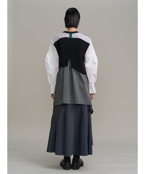 セール】CURVE KNIT DOCKING SH / カーブニットドッキングシャツ