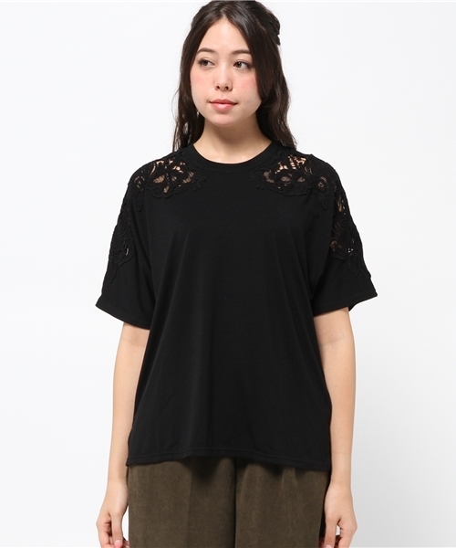 OUTLET（アウトレット）の「【Discoat Petit】TRベア肩レースP/O（Tシャツ/カットソー・レディース・杢グレー/ブラック・LARGE/MEDIUM）」の3枚目の写真