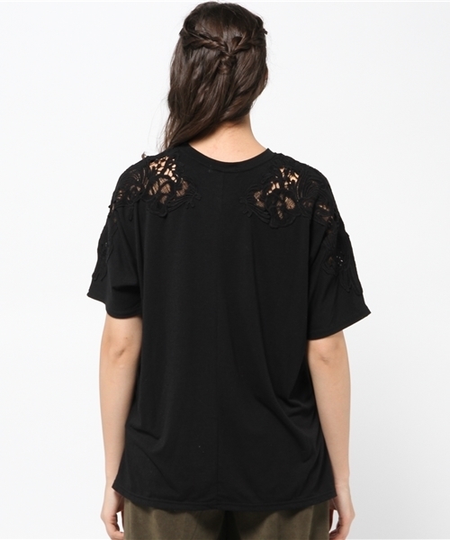 OUTLET（アウトレット）の「【Discoat Petit】TRベア肩レースP/O（Tシャツ/カットソー・レディース・杢グレー/ブラック・LARGE/MEDIUM）」の5枚目の写真