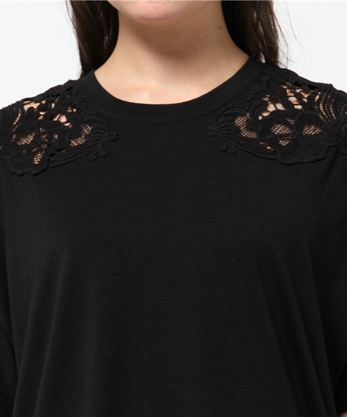 OUTLET（アウトレット）の「【Discoat Petit】TRベア肩レースP/O（Tシャツ/カットソー・レディース・杢グレー/ブラック・LARGE/MEDIUM）」の6枚目の写真