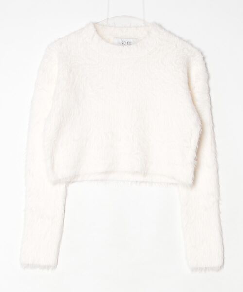 .KOM(ドットコム)の「A'GEM/9 × .kom 『.KOMZ/ドットケーオーエムゼット』Y2K Feather-Texture Crop Knit/ Y2K フェザーテクスチャークロップニット(ニット/セーター・レディース・グレー/ブラック/ホワイト/ブラウン・FREE)」の14枚目の写真