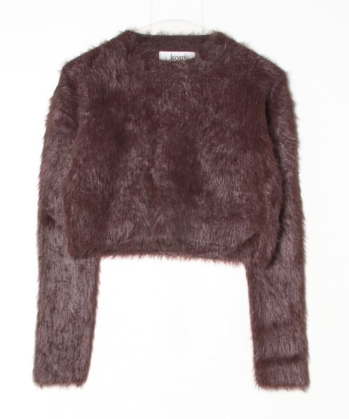 .KOM(ドットコム)の「A'GEM/9 × .kom 『.KOMZ/ドットケーオーエムゼット』Y2K Feather-Texture Crop Knit/ Y2K フェザーテクスチャークロップニット(ニット/セーター・レディース・グレー/ブラック/ホワイト/ブラウン・FREE)」の12枚目の写真