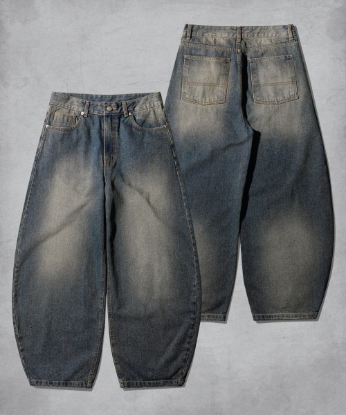 NO NEED(ノーニード)の「【EZKATON】Smudge Ballon wide denim pants/MMLP6919(デニムパンツ・メンズ・ブルー・LL/L/M/S)」の3枚目の写真