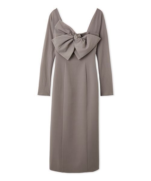 SNIDEL(スナイデル)の「オフショルリボンドレス(ワンピース・レディース・ブラック/グレイッシュベージュ/ピンクベージュ・0/1)」の2枚目の写真