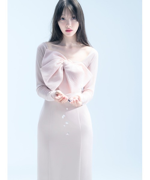 SNIDEL(スナイデル)の「オフショルリボンドレス(ワンピース・レディース・ブラック/グレイッシュベージュ/ピンクベージュ・0/1)」の19枚目の写真