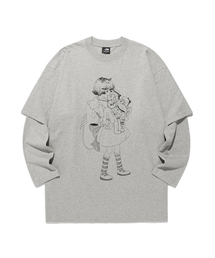 NICE GHOST CLUB（ナイスゴーストクラブ）の「DEVIL LITTLE GIRL LAYERED BIG BIG L/S TEE_GREY(NG2FFUT550A)（Tシャツ/カットソー）」
