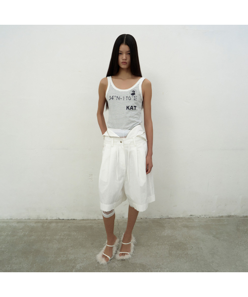 LCDC TM(エルシーディーシーティーエム)の「KAT PRINT SLIM TANK TOP (WHITE)(Tシャツ/カットソー・レディース・ホワイト・SMALL/MEDIUM)」の2枚目の写真
