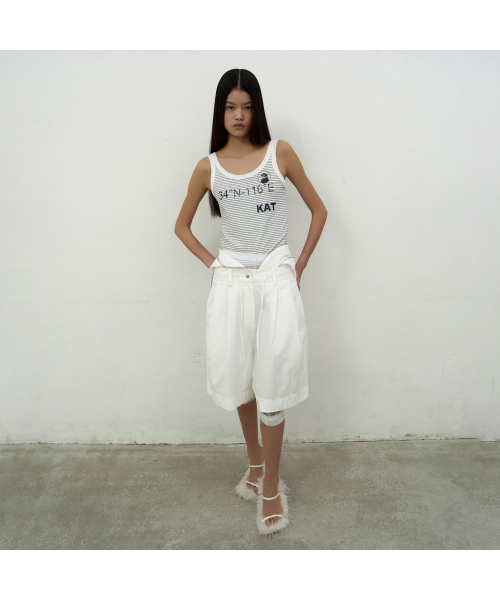 LCDC TM(エルシーディーシーティーエム)の「KAT PRINT SLIM TANK TOP (WHITE)(Tシャツ/カットソー・レディース・ホワイト・SMALL/MEDIUM)」の6枚目の写真