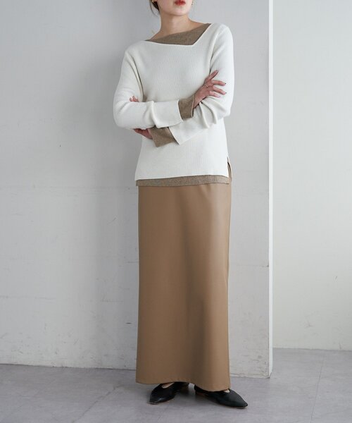 SHENERY（シーナリー）の「レザーマキシスカート（スカート・レディース・オフホワイト/キャメル/ブラック・36/38）」の7枚目の写真