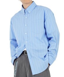 ACHA（アチャ）の「ナイロンコットンストライプシャツ_ブルー（シャツ/ブラウス）」