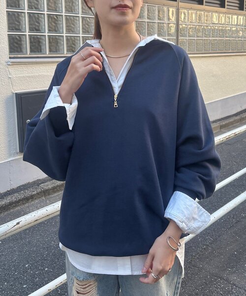 SHENERY（シーナリー）の「2WAYジップスウェット（スウェット・レディース・グレー/オフホワイト/ネイビー・FREE）」の3枚目の写真