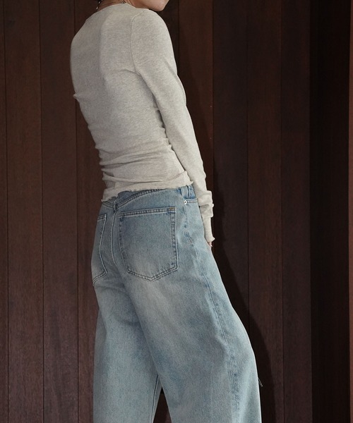 chuclla（チュクラ）の「レースネックリブニットトップス chw26s017（Tシャツ/カットソー・レディース・ライトベージュ/ブラック/モカ・FREE）」の10枚目の写真