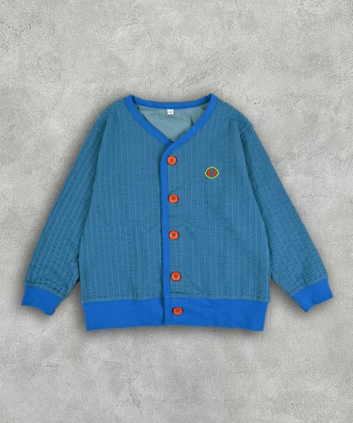 MARKEY'S(マーキーズ)の「ニットサッカーカーディガン(カーディガン/ボレロ・キッズ・オレンジ/グリーン/ブルー/クリーム・80/90/95/100/110/120/130/140/150)」の4枚目の写真