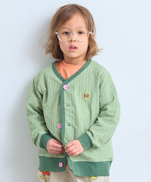 MARKEY'S(マーキーズ)の「ニットサッカーカーディガン(カーディガン/ボレロ・キッズ・オレンジ/グリーン/ブルー/クリーム・80/90/95/100/110/120/130/140/150)」の6枚目の写真