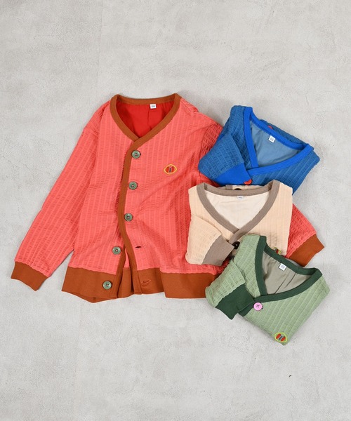 MARKEY'S(マーキーズ)の「ニットサッカーカーディガン(カーディガン/ボレロ・キッズ・オレンジ/グリーン/ブルー/クリーム・80/90/95/100/110/120/130/140/150)」の5枚目の写真