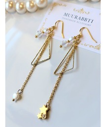 【MUURABBTI】星と淡水パールのトライアングルピアス(MA)
