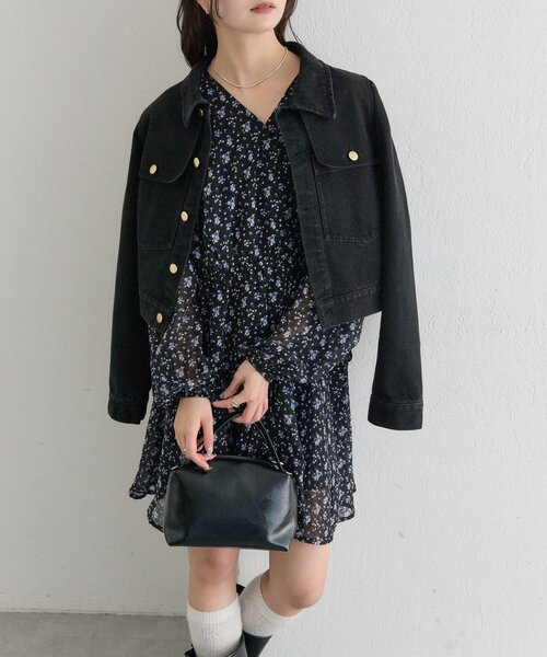 mystic(ミスティック)の「【@sktnnm企画】金ボタンデニムパフジャケット(ブルゾン・レディース・ネイビー/ブラック・FREE)」の15枚目の写真