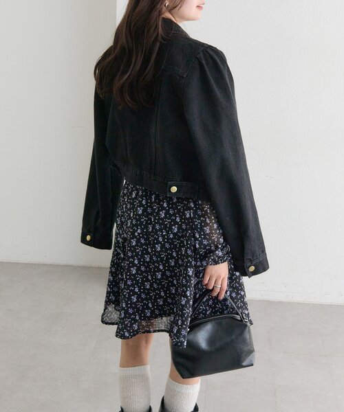 mystic(ミスティック)の「【@sktnnm企画】金ボタンデニムパフジャケット(ブルゾン・レディース・ネイビー/ブラック・FREE)」の16枚目の写真