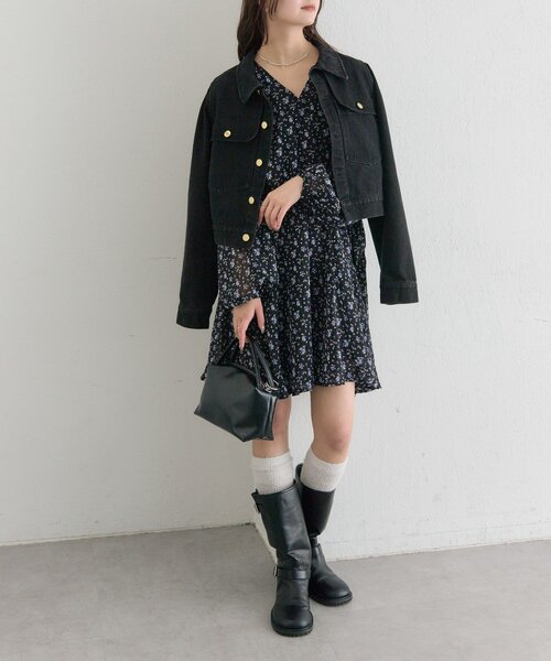 mystic(ミスティック)の「【@sktnnm企画】金ボタンデニムパフジャケット(ブルゾン・レディース・ネイビー/ブラック・FREE)」の17枚目の写真