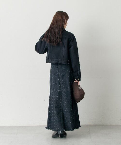 mystic(ミスティック)の「【@sktnnm企画】金ボタンデニムパフジャケット(ブルゾン・レディース・ネイビー/ブラック・FREE)」の20枚目の写真