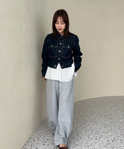 mystic(ミスティック)の「【@sktnnm企画】金ボタンデニムパフジャケット(ブルゾン・レディース・ネイビー/ブラック・FREE)」の3枚目の写真