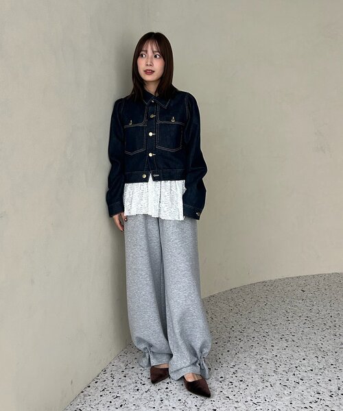 mystic(ミスティック)の「【@sktnnm企画】金ボタンデニムパフジャケット(ブルゾン・レディース・ネイビー/ブラック・FREE)」の4枚目の写真