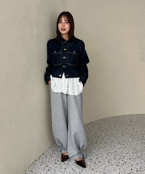 mystic(ミスティック)の「【@sktnnm企画】金ボタンデニムパフジャケット(ブルゾン・レディース・ネイビー/ブラック・FREE)」の5枚目の写真