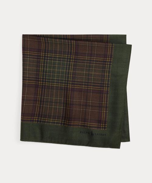 POLO RALPH LAUREN（ポロ ラルフ ローレン）の「チェックプリント ウール バンダナ（バンダナ/スカーフ・メンズ・グリーン系1・ONE）」の2枚目の写真