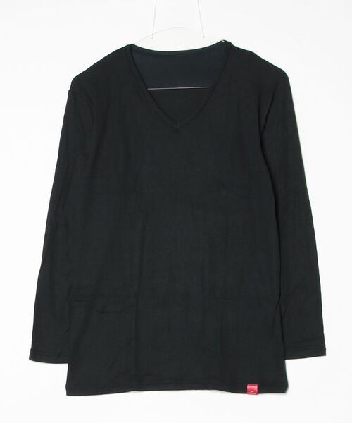 GUNZE(グンゼ)の「GUNZE グンゼ HOTMAGIC 薄手 9分袖シャツ クルーネック Vネック(Tシャツ/カットソー・メンズ・ブラック系その他/ホワイト系2/ネイビー/ブルー系2/ブラック/オフホワイト・LARGE/MEDIUM/X-LARGE)」の4枚目の写真
