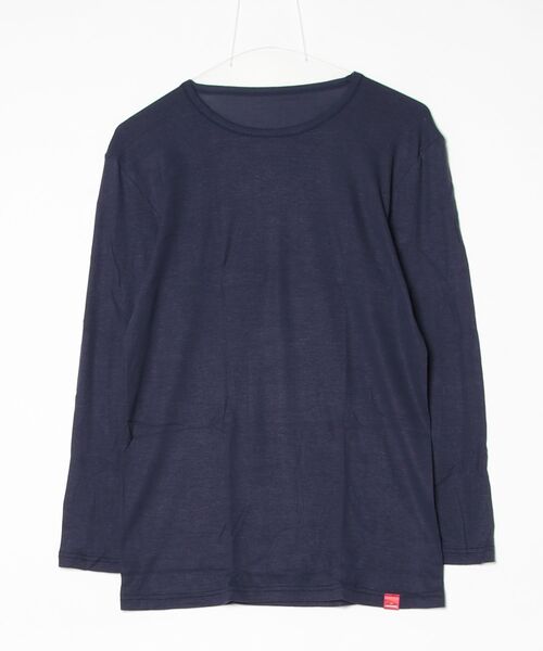 GUNZE(グンゼ)の「GUNZE グンゼ HOTMAGIC 薄手 9分袖シャツ クルーネック Vネック(Tシャツ/カットソー・メンズ・ブラック系その他/ホワイト系2/ネイビー/ブルー系2/ブラック/オフホワイト・LARGE/MEDIUM/X-LARGE)」の5枚目の写真