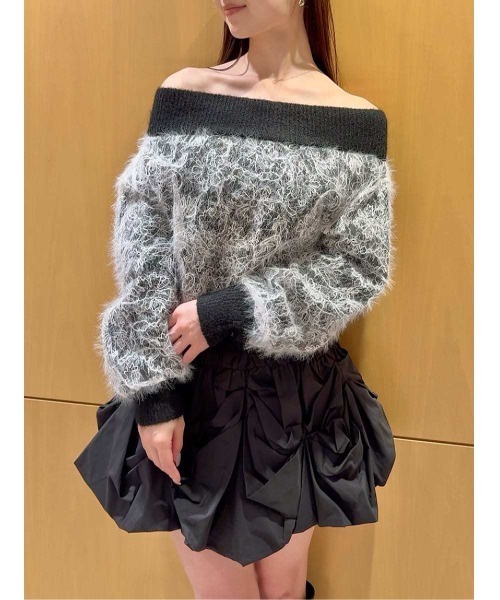 SNIDEL（スナイデル）の「ストラクチャーレースニット（ニット/セーター・レディース・ライトブルー/ブラック/アイボリー・F）」の2枚目の写真