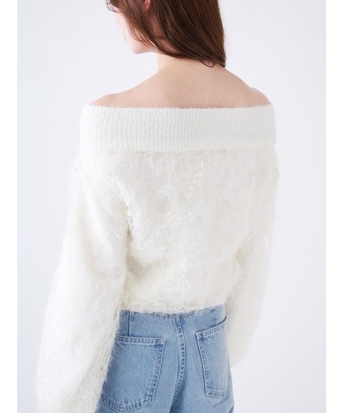 SNIDEL（スナイデル）の「ストラクチャーレースニット（ニット/セーター・レディース・ライトブルー/ブラック/アイボリー・F）」の9枚目の写真