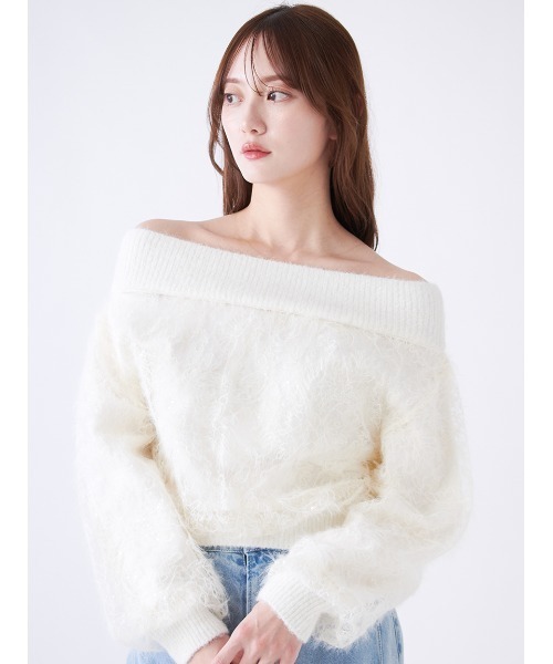 SNIDEL（スナイデル）の「ストラクチャーレースニット（ニット/セーター・レディース・ライトブルー/ブラック/アイボリー・F）」の8枚目の写真