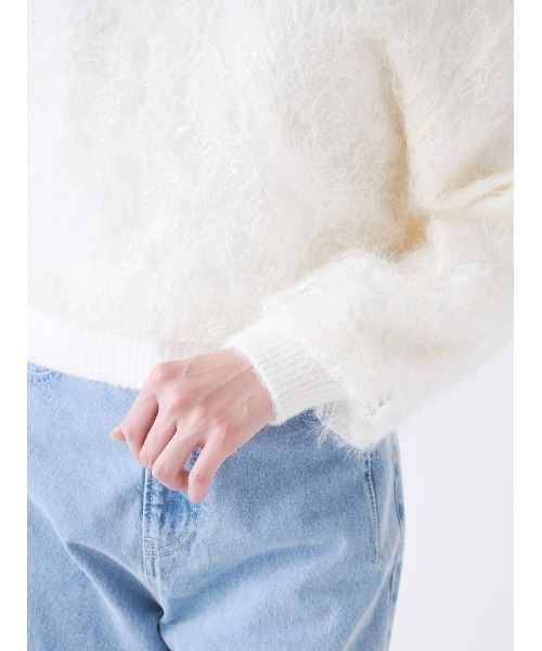 SNIDEL（スナイデル）の「ストラクチャーレースニット（ニット/セーター・レディース・ライトブルー/ブラック/アイボリー・F）」の7枚目の写真