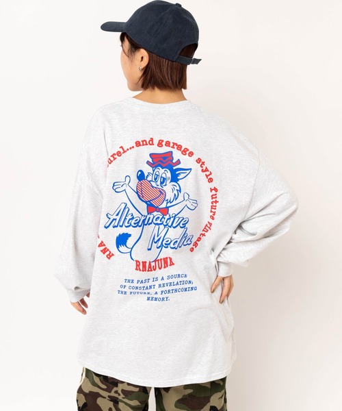 RNA（アールエヌエー）の「M2619 ウルフプリントロンT（Tシャツ/カットソー・レディース・ホワイト/アッシュグレー/ブラック・MEDIUM）」の11枚目の写真