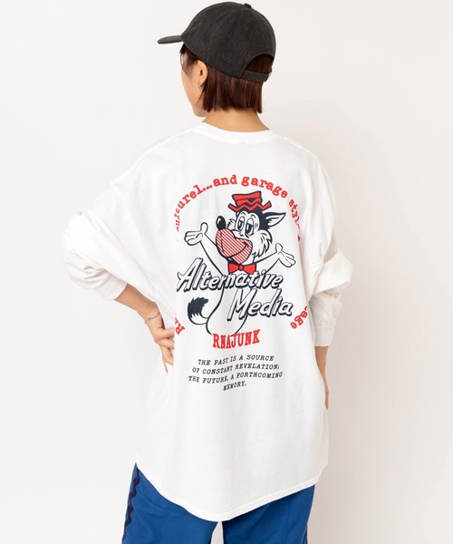 RNA（アールエヌエー）の「M2619 ウルフプリントロンT（Tシャツ/カットソー・レディース・ホワイト/アッシュグレー/ブラック・MEDIUM）」の5枚目の写真