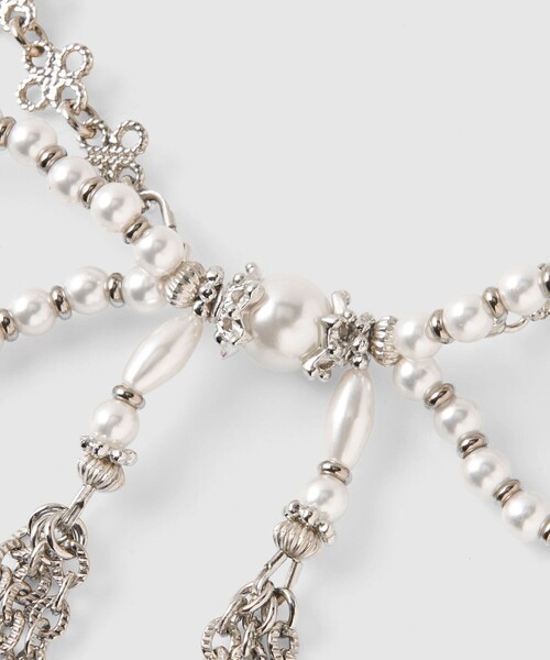 STUDIOUS（ステュディオス）の「【tanakadaisuke/タナカダイスケ】pearl ribbon chain necklace/ネックレス/クリスタル/ビジュー/リボン（ネックレス・レディース・ホワイト・FREE）」の12枚目の写真