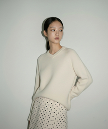 Raglan V-Neck Loose Fit Knit Pullover Ivory