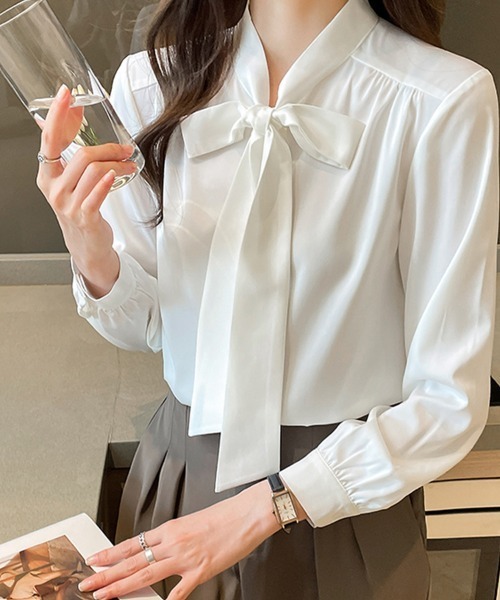 苺です★    17aw★エリン ELIN サテンボウタイブラウス サテンボウタイブラウス「（無題）（丸）」 – HERALBONY