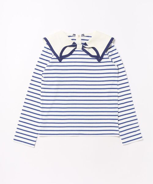 maarook(マルーク)の「天竺2配ボーダーセーラー長袖Tシャツ(Tシャツ/カットソー・キッズ・ブルー/ブラック・150cm/160cm/140cm)」の5枚目の写真