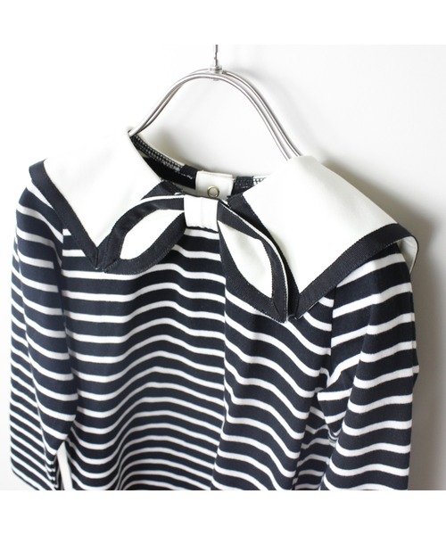 maarook(マルーク)の「天竺2配ボーダーセーラー長袖Tシャツ(Tシャツ/カットソー・キッズ・ブルー/ブラック・150cm/160cm/140cm)」の14枚目の写真