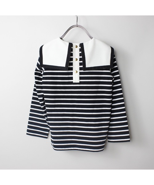 maarook(マルーク)の「天竺2配ボーダーセーラー長袖Tシャツ(Tシャツ/カットソー・キッズ・ブルー/ブラック・150cm/160cm/140cm)」の18枚目の写真