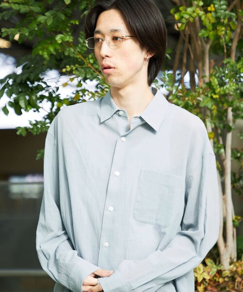 City Ambient Products（シティアンビエントプロダクツ）の「City Ambient Products: レギュラー ボイル ソリッド ロング スリーブ シャツ（シャツ/ブラウス・メンズ・ライトブルー/クリーム・SMALL/LARGE/MEDIUM）」の4枚目の写真